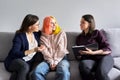 Family mother and teenage daughter in meeting with psychologist Royalty Free Stock Photo