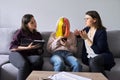 Family mother and teenage daughter in meeting with psychologist Royalty Free Stock Photo