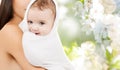 Close up of mother with baby in bath towel Royalty Free Stock Photo