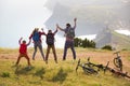 Family with mountain bikes Royalty Free Stock Photo