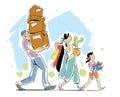 Family moving home concept illustration