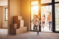 Family moving in new house Royalty Free Stock Photo