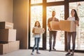 Family moving in new house Royalty Free Stock Photo
