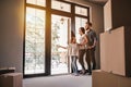 Family moving in new house Royalty Free Stock Photo