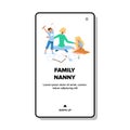 Family Nanny Playing Game With Children Vector