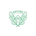 Family nature camping ground logo hand drawing doodle style