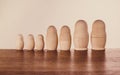 Family Of Nested Russian Dolls, Concept. Soft Brown Colors, Wooden Materials