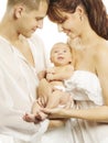 Family and new born baby, parents holding newborn Royalty Free Stock Photo