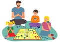 Family night game home activities. People are having fun at home playing card games on the floor. Spend time family. Board Game Royalty Free Stock Photo