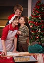 Family with one kid at christmas Royalty Free Stock Photo