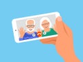 Family online video call smartphone illustration