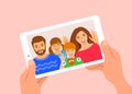 Family online video call tablet flat illustration