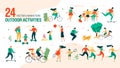 Family Outdoor Activities Vector Characters Set