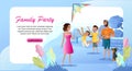 Family Outdoor Party Cartoon Vector Landing Page Royalty Free Stock Photo