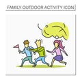 Family outdoors activities color icons set