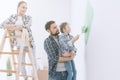 Family painting a room together