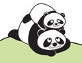 Family panda mom and child