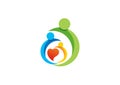 family,parent,kid,heart,logo,parenting,care,circle,health,education,symbol icon design vector