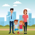 Family parents and childrens cartoons Royalty Free Stock Photo