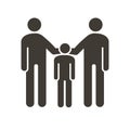 Family with parents and kid icon. Vector flat glyph illustration. For concepts of family union, adopting a child, same sex