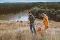 Family parents walking with baby daughter outdoor mother and father with child Royalty Free Stock Photo