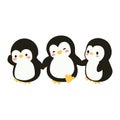 family Penguins Holding Hands cartoon Royalty Free Stock Photo