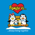 The family of penguins is united by one heart and love to each other. Royalty Free Stock Photo