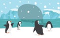 Family penguins with Whale North pole background