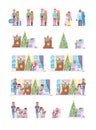 Family people on Christmas winter vacation happy resting together vector