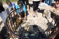 Family people cooking boiling eggs in hot spring of Pa Tueng Hot Spring at Mae Chan in Chiang Rai, Thailand