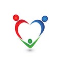 Family people, holding hands and forming a heart, icon vector
