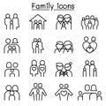 Family & People icon set in thin line style