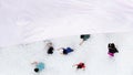 the family people and kids playing white ball in balloon pool with t