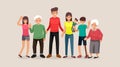 Family, People, Mother and father with babies, Children and grandparents, Vector illustration flat design