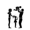 Family, people silhouettes: mom, dad and children. Family relationships, illustration