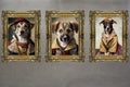 Family Photo Of A Dog Family In Elegant Vintage Clothes