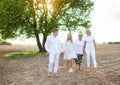 Family photo of mature mother, grandmother and eldest son and daughter Royalty Free Stock Photo