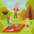 Family picnic. Bbq party concept.