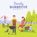 Family picnic. Bbq party. Food and barbeque, summer and grill.