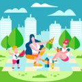 Family Picnic Countryside Flat Vector Illustration Royalty Free Stock Photo