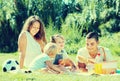 Family on picnic at countryside Royalty Free Stock Photo