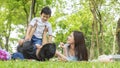 Family Picnic at gaden park Outdoors Togetherness Relaxation Con Royalty Free Stock Photo