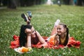 Family picnic relax conversations concept.