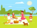 Family picnic Vector. Cartoon. Isolated art. Flat Royalty Free Stock Photo