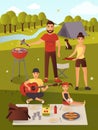 Family picnic vector illustration in flat style Royalty Free Stock Photo