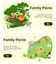 Family picnic vector web banner template set Royalty Free Stock Photo