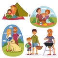 Family picnicking summer vector