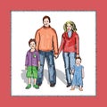 Family picture. Sketch. Royalty Free Stock Photo