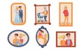 Family Pictures or Photos in Frames For Wall Decoration Vector Set