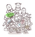 Family on a pile of garbage